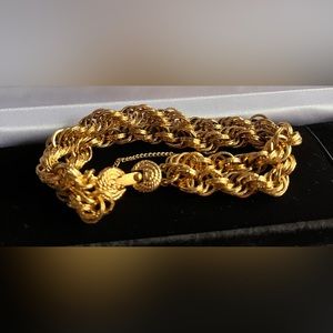 Monet gold vintage bracelet  double with chain clasp closure